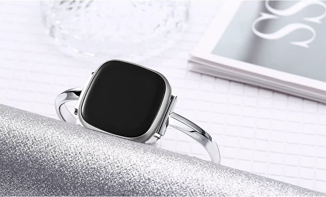 Alt view image 6 of 6 - Silm Band Compatible with Fitbit Versa 4/Fitbit Sense 2 Band,Silver Cute Women, Bling,Jewelry,Metal,Strap,Replacement,Compatible for Fitbit Sense/Versa 3,Women