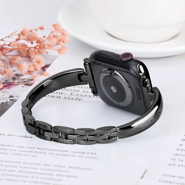 Alt view image 4 of 4 - Silm Metal Band Compatible with Fitbit Versa 4/Fitbit Sense 2,Black Band Cute Women, Bling Jewelry Strap Replacement Compatible for Fitbit Sense/Versa 3 Women