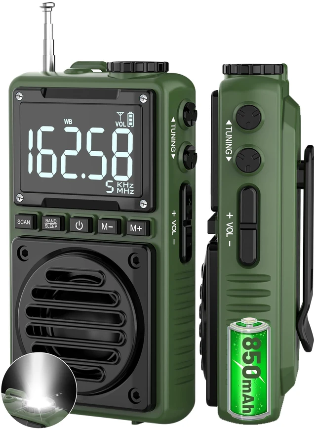 Main image of Digital AM FM Weather Band Radio 850mAh Rechargeable Battery Portable Pocket Radio with Best Reception,Flashlight,LCD Screen, Back Clip,SOS Alarm,Sleep Timer for Jogging,Walking