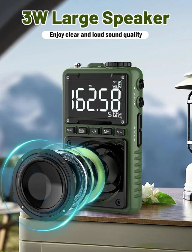 Alt view image 4 of 7 - Digital AM FM Weather Band Radio 850mAh Rechargeable Battery Portable Pocket Radio with Best Reception,Flashlight,LCD Screen, Back Clip,SOS Alarm,Sleep Timer for Jogging,Walking