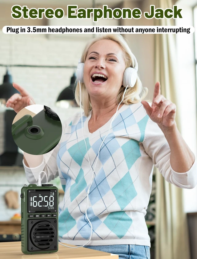 Alt view image 6 of 7 - Digital AM FM Weather Band Radio 850mAh Rechargeable Battery Portable Pocket Radio with Best Reception,Flashlight,LCD Screen, Back Clip,SOS Alarm,Sleep Timer for Jogging,Walking