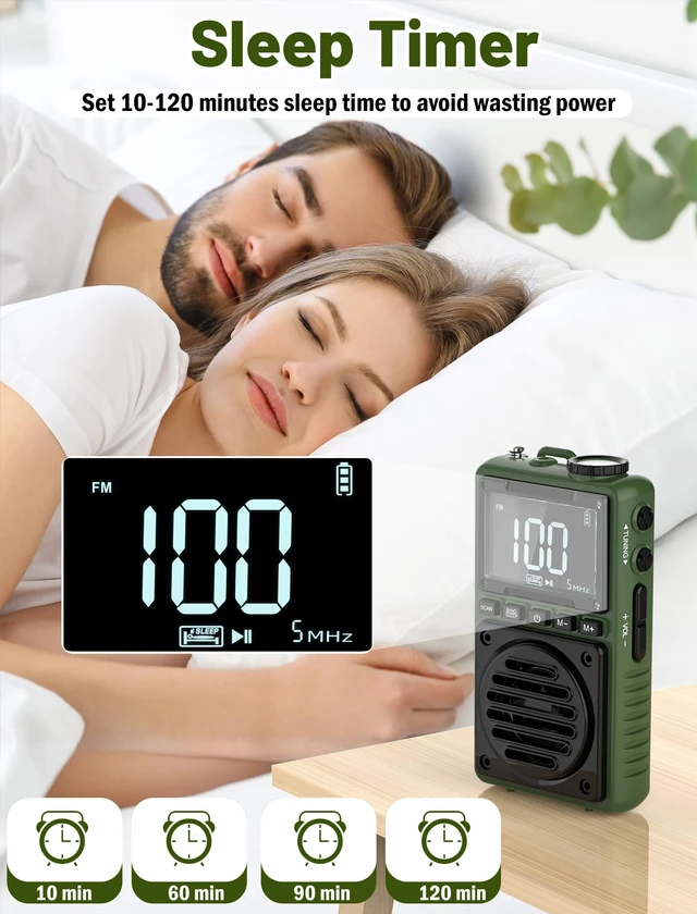 Alt view image 7 of 7 - Digital AM FM Weather Band Radio 850mAh Rechargeable Battery Portable Pocket Radio with Best Reception,Flashlight,LCD Screen, Back Clip,SOS Alarm,Sleep Timer for Jogging,Walking