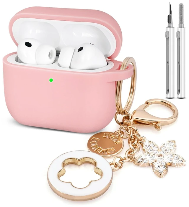 Main image of Compatible with AirPods Pro 3 Case Cover 2025 with Bling Keychain Cleaner Kit Silicone Case for AirPods Pro 3rd Generation Wireless Earbuds (Pink)