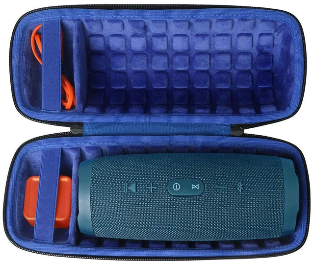 Main image of Hard Travel Case for JBL Charge 5/4 Speaker, Black+Royal Blue Portable Travel Bag Replacement with Custom Molded Interior and Handle, Shockproof EVA Shell and Soft Lining