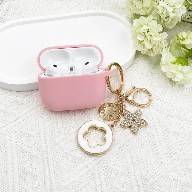 Alt view image 7 of 7 - Compatible with AirPods Pro 3 Case Cover 2025 with Bling Keychain Cleaner Kit Silicone Case for AirPods Pro 3rd Generation Wireless Earbuds (Pink)