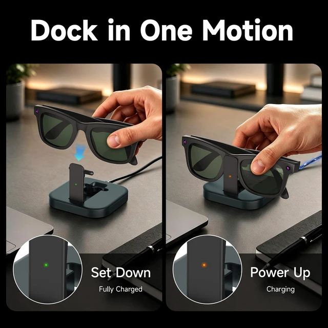 Alt view image 4 of 7 - Foldable Charging Station for Ray-Ban Meta 1 & 2 & Meta Glasses Portable Desktop Charger Dock for Wayfarer, Blayzer, Fury, Adventurer, Headliner, Starfire, Scriber, Skyler, Oakley HSTN