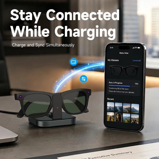 Alt view image 6 of 7 - Foldable Charging Station for Ray-Ban Meta 1 & 2 & Meta Glasses Portable Desktop Charger Dock for Wayfarer, Blayzer, Fury, Adventurer, Headliner, Starfire, Scriber, Skyler, Oakley HSTN
