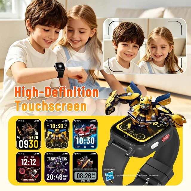 Alt view image 5 of 7 - 4G Kids Smart Watch Phone, GPS, Video Call, Waterproof - Black | Smartwatch for Boys Girls Ages 4-12, Class Mode, SOS, Camera, Alarm, Touch Screen, Gifts with Bonus Woven Strap & SIM Card