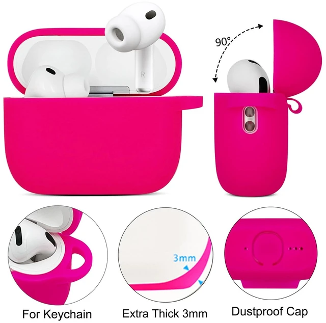 Alt view image 4 of 7 - Compatible with Airpods Pro Case Cover with Bracelet Keychain for Apple Airpod Pro Case (Hot Pink)