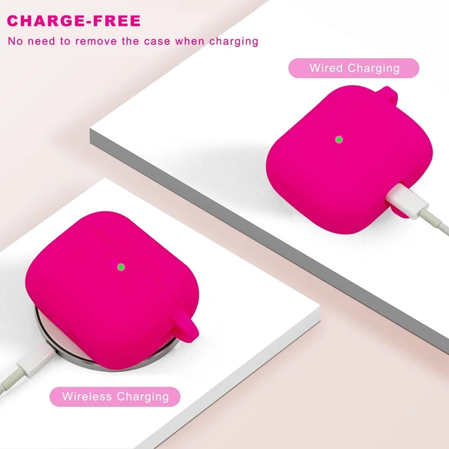 Alt view image 5 of 7 - Compatible with Airpods Pro Case Cover with Bracelet Keychain for Apple Airpod Pro Case (Hot Pink)