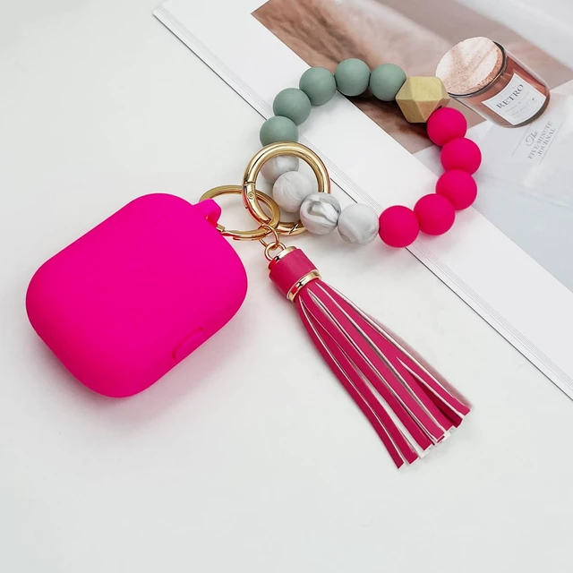 Alt view image 6 of 7 - Compatible with Airpods Pro Case Cover with Bracelet Keychain for Apple Airpod Pro Case (Hot Pink)