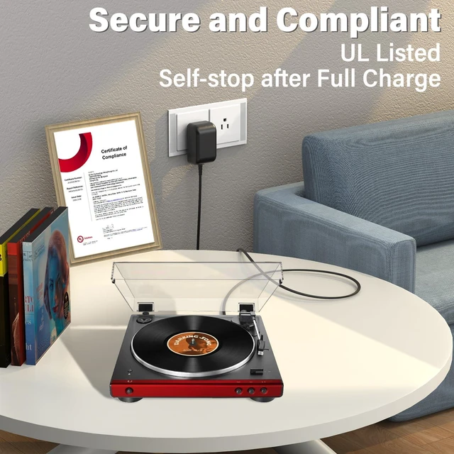 Alt view image 3 of 7 - 12V Turntable Charger Replacement Fit for Audio Technica Turntable AT-LP60X Power Adapter for Audio-Technica AT-LP60X-BK AT-LP60X-BW AT-LP60XBT-RD AT-LP120XUSB-BK Direct-Drive Turntable Record Player