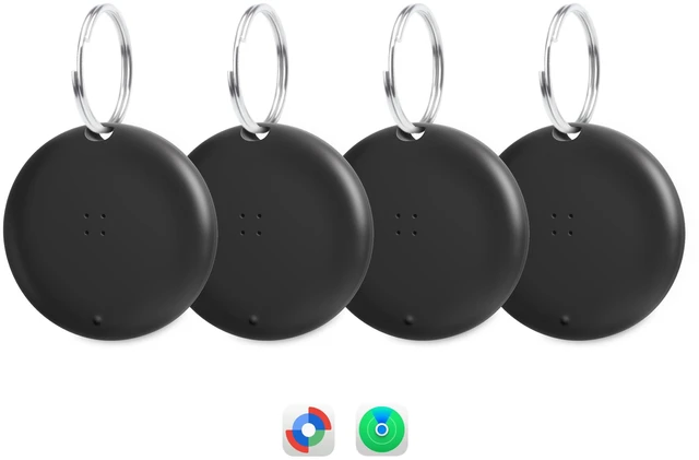 Main image of Air Tracker Tag (for iOS & Android) Bluetooth Smart Tracker 4 Pack Item Finder Locator, Apple Find My/Google Find Hub, Replaceable Battery/Waterproof Gift for Keys/Luggage/Backpack-Black