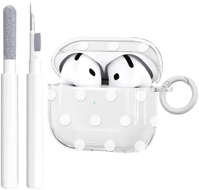 Main image of for Airpods 4 Case Clear,Cute White Polka Dot Pattern for Airpods 4th Generation Case Cover,Aesthetics Retro Design Shockproof Protective Soft TPU with Coloful Keychain for Women Girls-Pink