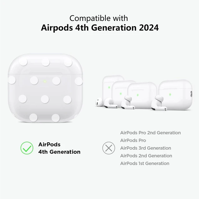 Alt view image 2 of 7 - for Airpods 4 Case Clear,Cute White Polka Dot Pattern for Airpods 4th Generation Case Cover,Aesthetics Retro Design Shockproof Protective Soft TPU with Coloful Keychain for Women Girls-Pink