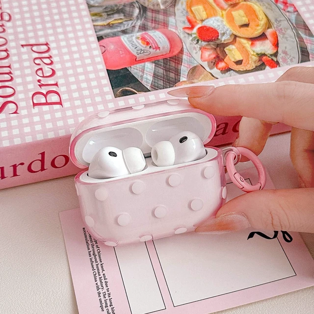Alt view image 3 of 7 - for Airpods Pro 3 Case Clear,Cute White Polka Dots Pattern-Pink Aesthetics Retro Design for Airpods Pro 3rd Generation Case Cover,Shockproof Soft TPU with Keychain&Cleaning Pen Women Girls