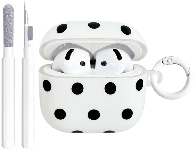 Main image of for Airpods 4 Case Clear,Cute Black Polka Dots Cover for Airpod 4 Aesthetics Retro Dots Shockproof Soft TPU for Airpods 4th Generation Case Cover with Keychain&Cleaning Pen Women Girls-White