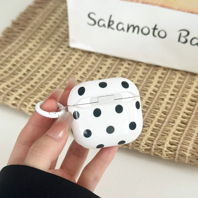Alt view image 5 of 7 - for Airpods 4 Case Clear,Cute Black Polka Dots Cover for Airpod 4 Aesthetics Retro Dots Shockproof Soft TPU for Airpods 4th Generation Case Cover with Keychain&Cleaning Pen Women Girls-White