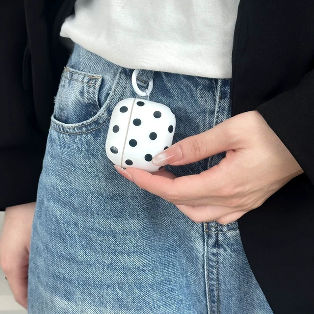 Alt view image 6 of 7 - for Airpods 4 Case Clear,Cute Black Polka Dots Cover for Airpod 4 Aesthetics Retro Dots Shockproof Soft TPU for Airpods 4th Generation Case Cover with Keychain&Cleaning Pen Women Girls-White