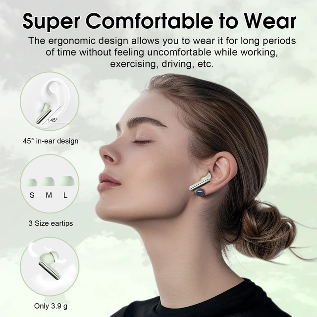Alt view image 6 of 7 - Wireless Earbuds Bluetooth 5.4 Headphones 48H Playback HiFi Stereo Ear Buds Bluetooth Ear Buds with Real Time Translation, in Ear Sports Earphones with ENC Noise Cancelling Mic for Android/iOS Green