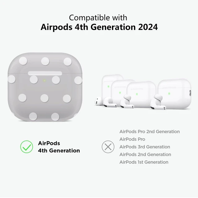 Alt view image 2 of 7 - for Airpods 4 Case Clear,Cute White Polka Dot Pattern for Airpods 4th Generation Case Cover,Aesthetics Retro Design Shockproof Protective Soft TPU with Coloful Keychain for Women Girls-Pink