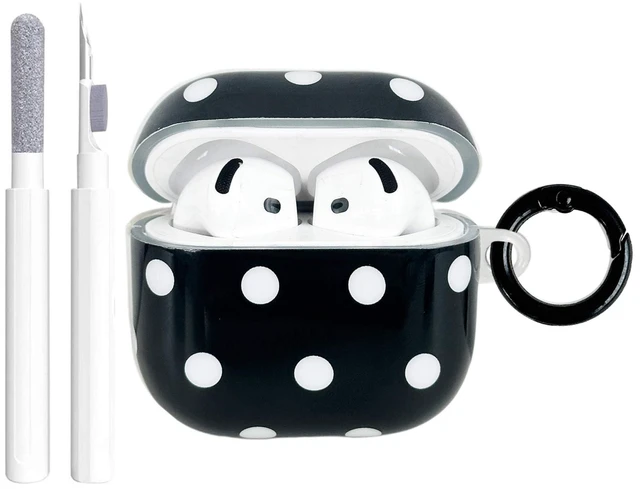 Main image of for Airpods 4 Case Clear,Cute White Polka Dots Cover for Airpod 4 Aesthetics Retro Dots Shockproof Soft TPU for Airpods 4th Generation Case Cover with Keychain&Cleaning Pen Women Girls-Black