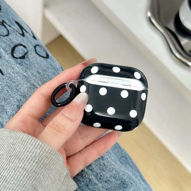 Alt view image 4 of 7 - for Airpods 4 Case Clear,Cute White Polka Dots Cover for Airpod 4 Aesthetics Retro Dots Shockproof Soft TPU for Airpods 4th Generation Case Cover with Keychain&Cleaning Pen Women Girls-Black