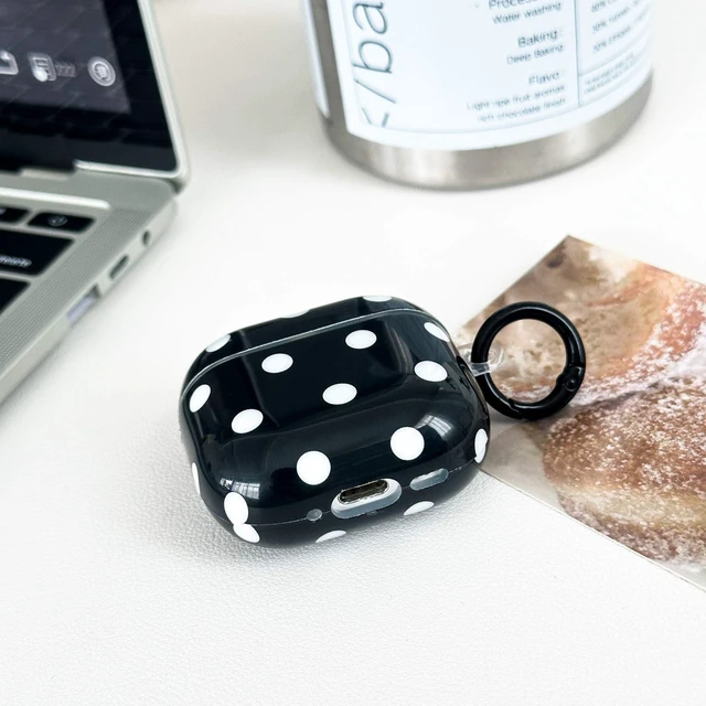 Alt view image 5 of 7 - for Airpods 4 Case Clear,Cute White Polka Dots Cover for Airpod 4 Aesthetics Retro Dots Shockproof Soft TPU for Airpods 4th Generation Case Cover with Keychain&Cleaning Pen Women Girls-Black