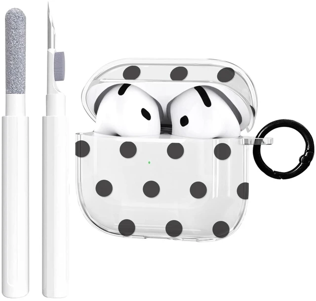 Main image of for Airpods 4 Case Clear,Cute White Polka Dot Pattern for Airpods 4th Generation Case Cover,Aesthetics Retro Design Shockproof Protective Soft TPU with Coloful Keychain for Women Girls-Pink