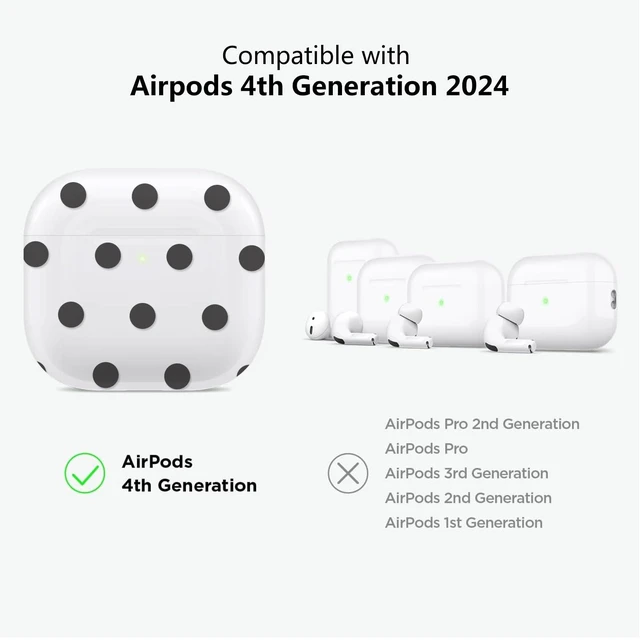 Alt view image 2 of 7 - for Airpods 4 Case Clear,Cute White Polka Dot Pattern for Airpods 4th Generation Case Cover,Aesthetics Retro Design Shockproof Protective Soft TPU with Coloful Keychain for Women Girls-Pink