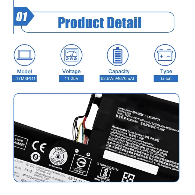 Alt view image 2 of 6 - L17M3PG1 L17C3PG1 L17C3PG2 L17M3PG2 Laptop Battery Compatible with Lenovo Legion Y530-15ICH Y540 Y545-PG0 Y740-15IRH Y740-15ICHG Legion Y7000 2019 1050 PG0 Series L17M3PG3 11.25V 52.5Wh