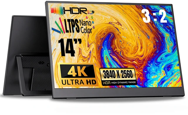 Main image of 14" 4K Portable Monitor, USB-C & HDMI for Laptop & Travel 3840×2560 LTPS Display HDR 100% sRGB Ultra-Slim with Stand Works with Mac, PC, Phone, PS5, Xbox & Switch