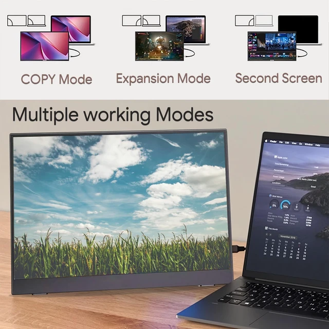 Alt view image 4 of 7 - 14" 4K Portable Monitor, USB-C & HDMI for Laptop & Travel 3840×2560 LTPS Display HDR 100% sRGB Ultra-Slim with Stand Works with Mac, PC, Phone, PS5, Xbox & Switch