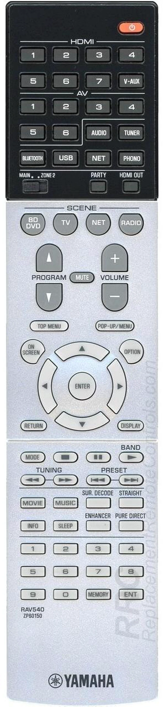 Main image of RAV540 Audio/Video Receiver Remote Control for RX-A850, RX-A860 (ZP60150)