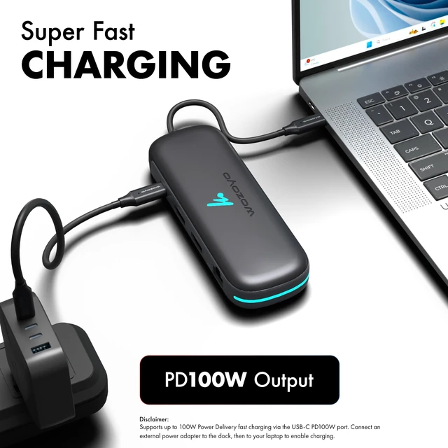 Alt view image 6 of 7 - Type C 9 in 1 Docking Station with 2XUSB 5Gbps, 2X4K HDMI, Gigabit Ethernet, SD & TF Card Reader, PD 100W, USB 2.0, USB-C Hub, Compatible with Thunderbolt 4, macOS, Windows, Android & iOS