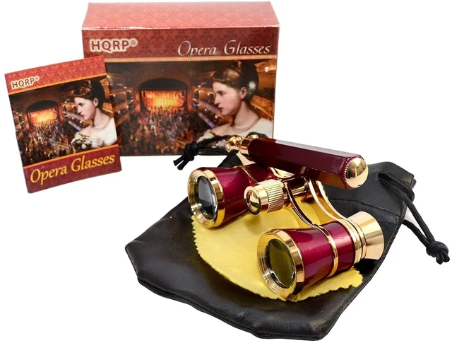 Alt view image 6 of 6 - 3 x 25 Opera Glasses Theater Binoculars w/Crystal Clear Optic (CCO) & Built-in Extendable Handle, Burgundy with Gold Trim, for Adults Kids Women, in Musical Concert Sport Events, Gift Box