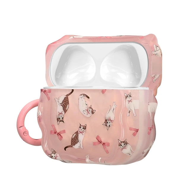 Main image of Earbud Case for Apple Airpods 4 - Protective Shockproof in-Ear Headphones Cover with Keychain, Soft & Durable, Cat and Ribbon