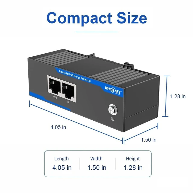 Alt view image 7 of 7 - Gigabit PoE+ Ethernet Surge Protector 6KV Industrial Lightning Suppressor 10/100/1000 Mbps, -40°F to 176°F, 30W PoE+ RJ45, CAT5/CAT6 LAN Network Thunder Arrestor, DIN Rail Mount
