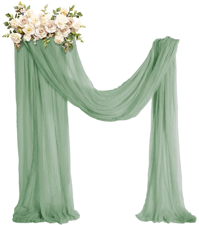 Main image of Wedding Arch Draping Fabric, Extra Long Freely Cut Boho Gauze Backdrop Curtains for Table Runner Wedding Backgrounds Arch Ceremony Ceiling Table Decors(Sage Green,3 x 100ft,Cheesecloth)