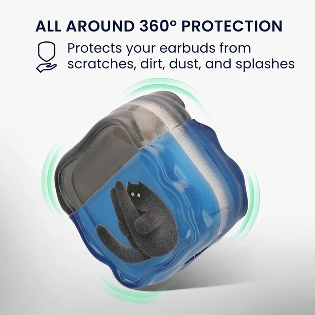 Alt view image 3 of 7 - Earbud Case for Apple Airpods 4 - Protective Shockproof in-Ear Headphones Cover with Keychain, Soft & Durable, Pilates Cat
