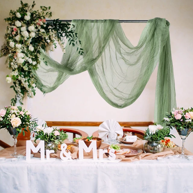Alt view image 4 of 7 - Wedding Arch Draping Fabric, Extra Long Freely Cut Boho Gauze Backdrop Curtains for Table Runner Wedding Backgrounds Arch Ceremony Ceiling Table Decors(Sage Green,3 x 100ft,Cheesecloth)