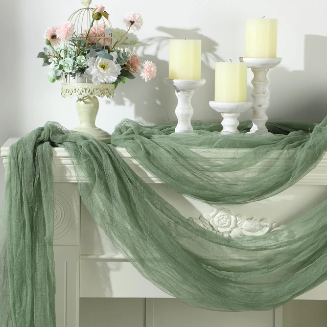 Alt view image 5 of 7 - Wedding Arch Draping Fabric, Extra Long Freely Cut Boho Gauze Backdrop Curtains for Table Runner Wedding Backgrounds Arch Ceremony Ceiling Table Decors(Sage Green,3 x 100ft,Cheesecloth)