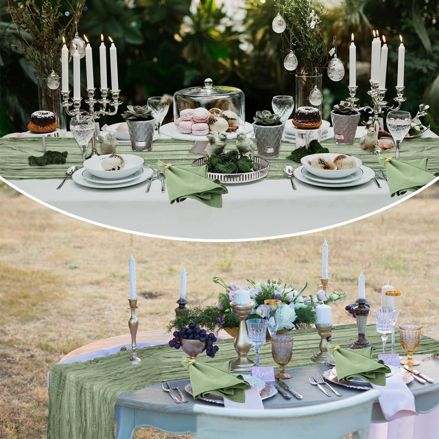 Alt view image 7 of 7 - Wedding Arch Draping Fabric, Extra Long Freely Cut Boho Gauze Backdrop Curtains for Table Runner Wedding Backgrounds Arch Ceremony Ceiling Table Decors(Sage Green,3 x 100ft,Cheesecloth)