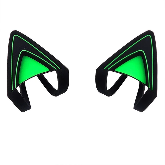Main image of Silicone Cat Kitty Ears Lovely Attachable Accessory Compatible for Razer Kraken 2019, Kraken TE Headsets (Green)
