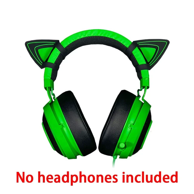 Alt view image 6 of 7 - Silicone Cat Kitty Ears Lovely Attachable Accessory Compatible for Razer Kraken 2019, Kraken TE Headsets (Green)