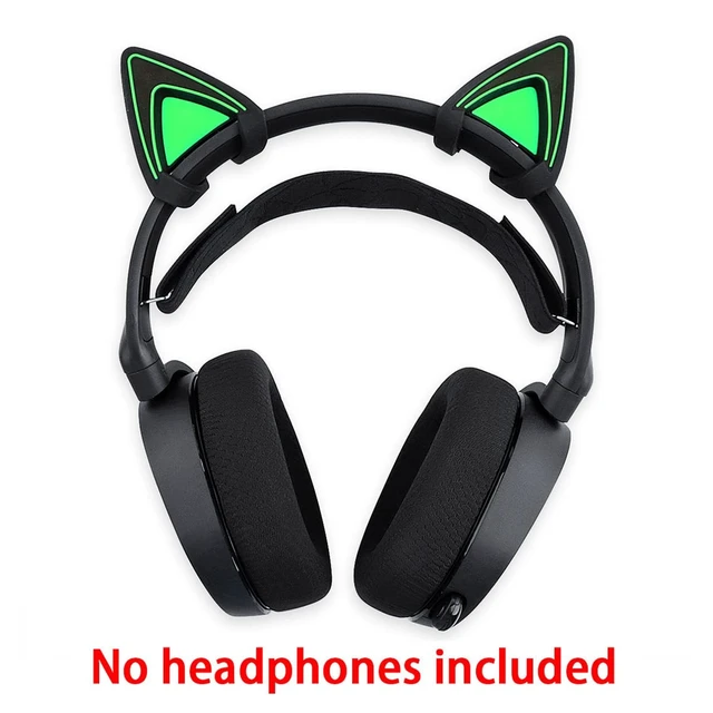 Alt view image 7 of 7 - Silicone Cat Kitty Ears Lovely Attachable Accessory Compatible for Razer Kraken 2019, Kraken TE Headsets (Green)