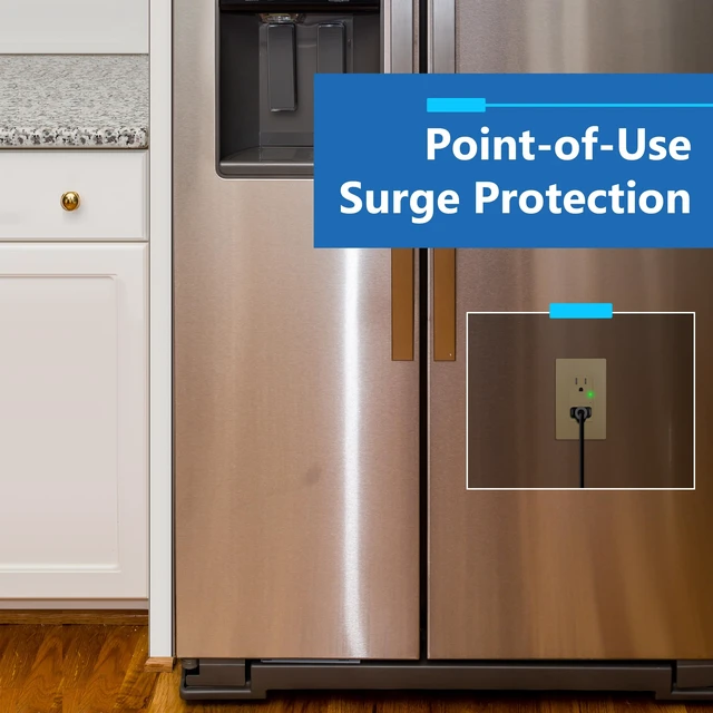 Alt view image 2 of 6 - Surge Protector Receptacle, Tamper-Resistant Wall Outlet, 15A UL Listed, Matte Gold, 1500 Joules, Child Safe, Self-Grounding For Easy Installation, Polycarbonate Thermoplastic, Screwless