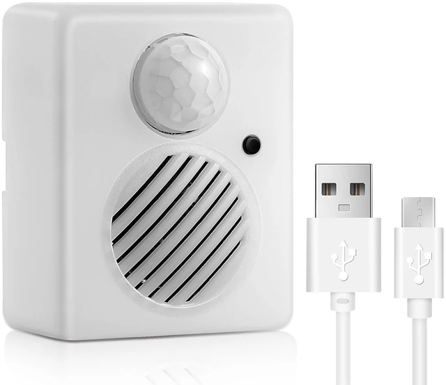 Main image of Motion Activated Sound Voice Player with USB Cable, Battery Powered Motion Sensor Alarm, Download Your Own Audio Files About Christmas Music, Shop, Security Reminder, Drive Out Animals