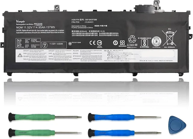 Main image of 01AV431 Laptop Battery 11.52V 57Wh 4950mAh Replacement for Lenovo ThinkPad X1 Carbon 5th Gen/X1 Carbon 6th Gen Series Notebook 01AV430 SB10K97587 SB10K97588 01AV494 01AV429 SB10K97586