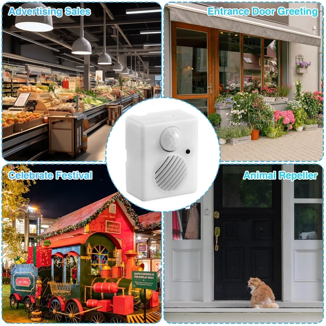 Alt view image 6 of 7 - Motion Activated Sound Voice Player with USB Cable, Battery Powered Motion Sensor Alarm, Download Your Own Audio Files About Christmas Music, Shop, Security Reminder, Drive Out Animals